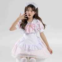 RUIKE L Nouvelle tenue de demoiselle d'honneur rose en dentelle, style Lolita Anime, costume de cosplay pour convention de bandes dessinées, uniforme de travail de café princesse, robe pour fille