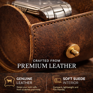 Étui de voyage en cuir pour montre avec logo personnalisé, livraison rapide, boîte à montre de luxe faite à la main, étui portable pour une seule montre - Product Image 4