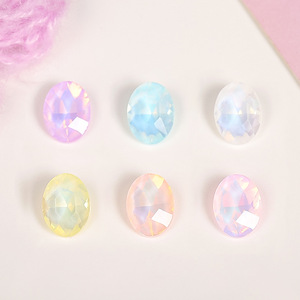 Strass ovales en verre cristal à dos plat, colorés, pour accessoires de nail art DIY, décorations scintillantes à porter - Product Image 1