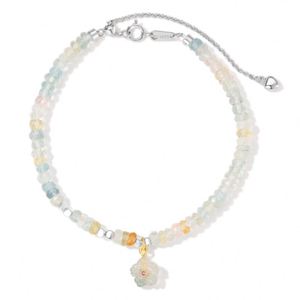 Bracelets et joncs ajustables en argent sterling 925 avec perles de morganite naturelle, design unique Dylam, pour femmes, à porter au quotidien - Product Image 1