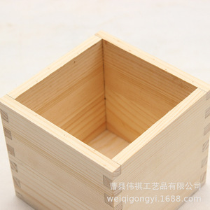 Pine Wood Open Top Square Solid Wood Desktop Cosmetic Storage <b>Box</b> Mortise And Tenon Joint Eco Friendly Organization Container - Product Image 3