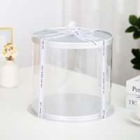 Boîtes à dessert et à gâteaux rondes transparentes noires en PET QX Wholesale 6" 8" 10" 12" pour les fêtes d'anniversaire et de mariage, emballage alimentaire