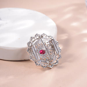 Conjunto de Joyería de Plata de Ley con Broche de 2 Quilates, Collar de Ópalo, Rubí y Circonita Cúbica, Moda, Importaciones al por Mayor - Product Image 5