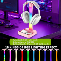 Soporte para Auriculares con Luz RGB, Lámpara de Escritorio LED Táctil Regulable, Soporte Multifuncional para Teléfono, Organizador de Escritorio, Soporte para Gamers de PC