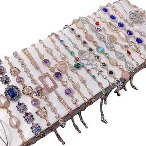 Korean Fashion Zircon Inlaid Pull Bracelet <b>Real</b> Gold Plating Fashion <b>Crystal</b> Heart Flower Charm Rhinestone Bracelet Mixed - Product Image 1