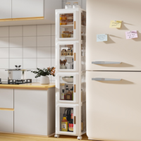 Armario de Almacenamiento de Plástico de 20-36 cm de Ancho, Estante de Almacenamiento Estrecho de 4 Niveles con Puerta Abierta para Cocina y Baño