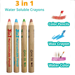 Crayons de cire et crayons aquarelle 3-en-1 géants avec logo OEM d'usine, conformes EN71, pour enfants - Product Image 4