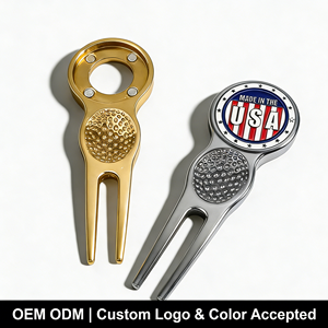 Accessoires <span class=keywords><strong>de</strong></span> golf : Outil <span class=keywords><strong>de</strong></span> réparation <span class=keywords><strong>de</strong></span> divots à ressort <span class=keywords><strong>or</strong></span> et noir, serviette <span class=keywords><strong>de</strong></span> golf shotgun, nettoyeur <span class=keywords><strong>de</strong></span> clubs, outils pour tees <span class=keywords><strong>de</strong></span> golf - Product Image 2