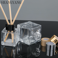 Diffuseur de parfum en verre carré noir mat et blanc de 50 ml, 100 ml, 150 ml, 200 ml, avec bouchon à vis, diffuseur d'arômes de haute qualité