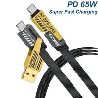 Kabel Pengisian Cepat 4-in-1 USB Type-C PD 65W Berbahan Paduan Seng Kuning, Konektor Kirsite untuk iPhone IOS Android