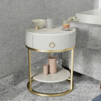 Table basse ronde moderne de luxe en métal avec surface facile à nettoyer, table d'appoint pour canapé de salon, en fer