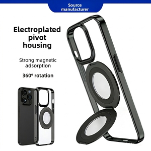 Custodia Magnetica Girevole Elettroplaccata per <span class=keywords><strong>iPhone</strong></span> 16 <span class=keywords><strong>Pro</strong></span> Max, Cover Protettiva con Supporto da Tavolo Stile Europeo Americano alla Moda - Product Image 1