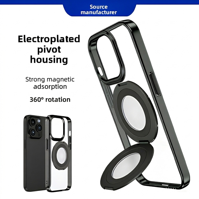 For iPhone 16 Pro Max Electroplated Rotatable Magnetic Case, Fashion European American Style Desktop Kickstand Protective Cover