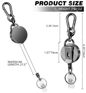 XXH-M036 Porte-clés rétractable robuste en métal, étanche, type <span class=keywords><strong>yoyo</strong></span>, avec clip ceinture et porte-badge à dégagement rapide en alliage - Product Image 3