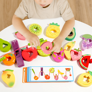 Juguete Educativo Montessori de Cuentas de <span class=keywords><strong>Madera</strong></span> para Enhebrar - Juego Ecológico de Enhebrado para Niños Preescolares y Pequeños, Juego de <span class=keywords><strong>Gusano</strong></span> que <span class=keywords><strong>Come</strong></span> Frutas - Product Image 4