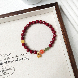Exquisita cinnabarita de alta calidad, jaspe, pulsera de moda de ámbar con amuleto de melocotón de la <span class=keywords><strong>suerte</strong></span> Boost Prosperity Luck Elegance Health - Product Image 5