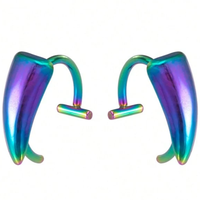 Vampire Fang Lip Ring Silver Fangs Clip-On Body Piercing Dents pour Goth Cosplay