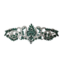 Applique en dentelle perlée 3D faite à la main de haute qualité avec fleurs en strass et cristaux pour robe de mariée, vêtement, DIY, lavable
