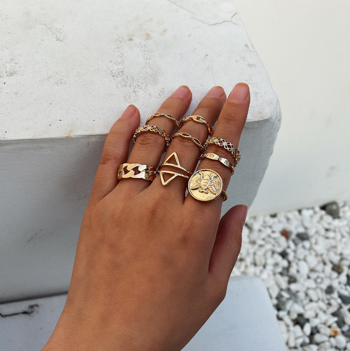 Многоэлементное кольцо XG1542, комбинированное соединительное кольцо, женское ажурное кольцо с Пчелой и надписью