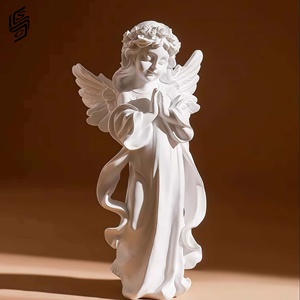 <span class=keywords><strong>Statua</strong></span> di Angelo in Resina Bianca Opaca Personalizzata, Scultura di Angioletto in Preghiera per Matrimoni e Decorazione d'Interni - Product Image 1