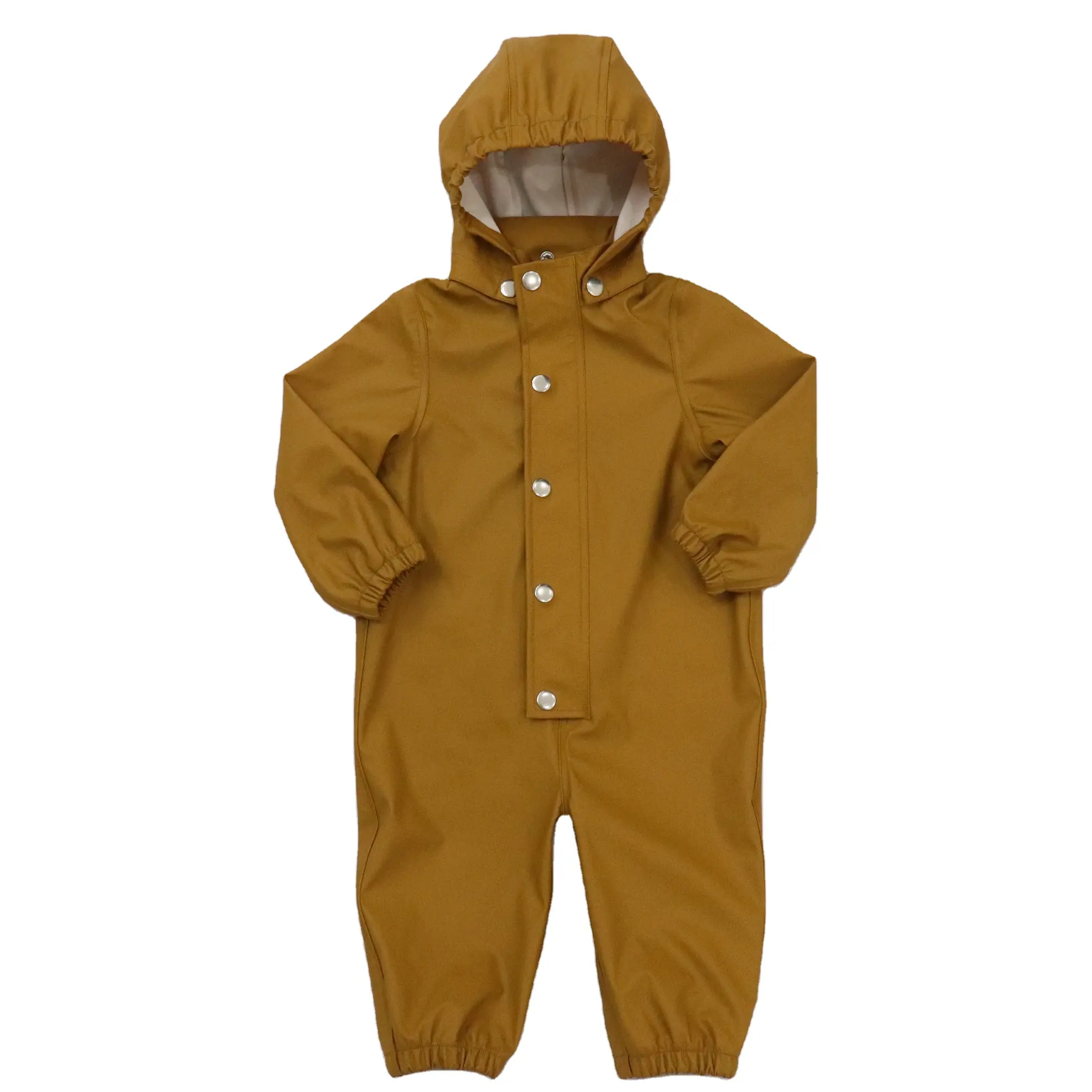 चीन वेल्डिंग छोटे डॉट्स पीला रीसायकल rainsuit romper jumpsuit एक टुकड़ा आधार परत चिंतनशील allcover बच्चों के कपड़े सेट