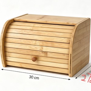 Boîte à pain en bambou Mountain Guest, petite boîte de rangement à couvercle rabattable pour la cuisine, design simple et moderne - Product Image 4