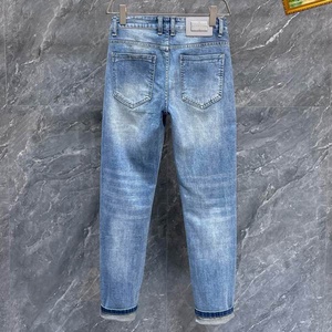 Jeans holgados de rasgadura de mezclilla para hombre, Parche de cintura alta para hombre, pantalones vaqueros de moda con arrugas cónicas para hombre - Product Image 2