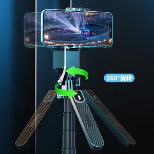 Controle remoto portátil 360 graus de rotação dobrável retrátil alumínio tripé Mobile Phone Vlog Gimbal Selfie Stick Tripé