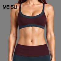 Soutien-gorge de sport haut de gamme respirant effet seconde peau, color-block, à bretelles croisées, maintien élevé, pour yoga et course en extérieur, modèle international