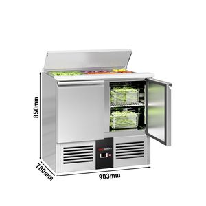 GGM Gastro Saladette PREMIUM - 903mm - 2 doors - with inlet for 2x GN 1/1 & 3x GN 1/6 & stainless steel lid - Product Image 2