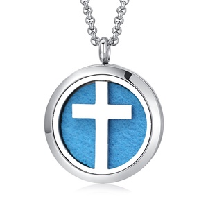 New Arrival Stainless Steel Trendy <b>Cross</b> Pendant Aroma Essential Oil Diffuser Necklace for Anniversary - Product Image 1