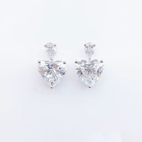 Boucles d'oreilles en platine Pt950 avec diamant de laboratoire taille cœur, certification IGI et pierres latérales de 0,579 ct, bijoux élégants pour femmes