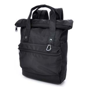 Mochila enrollable negra hecha en fábrica con material reciclado RPET, mochila de viaje enrollable de moda, mochila de día. - Product Image 1