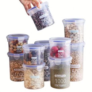 Pot de conservation alimentaire hermétique en plastique rond de haute qualité, transparent, pour la cuisine, avec couvercle, pour ranger les haricots et les noix - Product Image 2