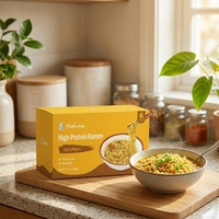 Plant Based Curry Dried Instant Noodles 64g High Protein Non Fried Non GMO Low Sugar Low Fat Vegan Healthy Ramen Bag