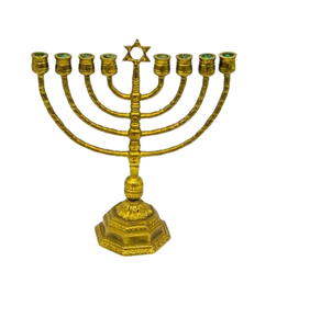 Bougeoir Menorah moderne à 7 branches en alliage d'aluminium Candélabre juif avec emballage en boîte Design Judaica contemporain - Product Image 2