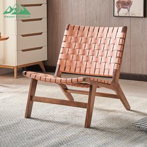 Chaise de salle à manger Wayon moderne tissée à la main, chaise d'appoint en <span class=keywords><strong>bois</strong></span> massif de style mi-siècle pour salle à manger côtière - Product Image 5