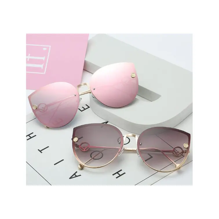 Ty0145 Hoge Kwaliteit Nieuwe Metalen Frame Vrouwen Anti-uv Zon Bril Gradiënt Lenzen Dames Zonnebril Trendy Cat Eye Bril