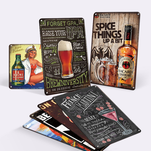 Nhà Sản Xuất Bán Buôn Thanh Bia Trang Trí Nội Thất Tường Tin Dấu Hiệu Biểu Tượng Tùy Chỉnh Tấm Kim Loại Dấu Hiệu Mảng Bám Cà Phê Retro Vintage Tin Dấu Hiệu - Product Image 1