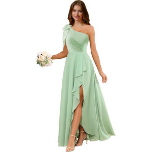 Robes <span class=keywords><strong>de</strong></span> <span class=keywords><strong>demoiselle</strong></span> <span class=keywords><strong>d</strong></span>'<span class=keywords><strong>honneur</strong></span> en mousseline <span class=keywords><strong>de</strong></span> soie une épaule avec nœud fendu A-ligne longue <span class=keywords><strong>robe</strong></span> <span class=keywords><strong>de</strong></span> soirée formelle avec poches - Product Image 2