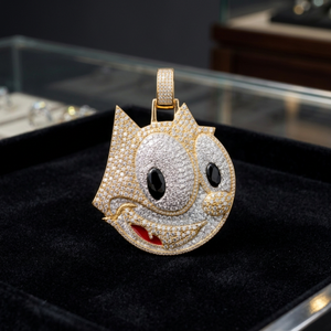 Pendentif hip-hop en argent 925, breloques personnalisées motif chat en moissanite, bijoux en argent 925 sertis de pierres pour la fête - Product Image 1
