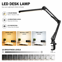 Lámpara de Escritorio LED con Brazo Largo y Plegable de 12W, con Pantalla Flexible Tipo Domo, Protección Ocular, para Computadora y Oficina