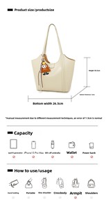 2025时尚潮流高品质PU女式大容量手提袋蒙娜丽莎防水斜挎包带手提包纯色 - Product Image 6