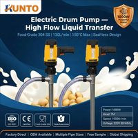 Pompe à fût électrique portable en acier inoxydable 304 de qualité alimentaire pour transfert de lait de soja, huile de cuisson, miel, alcool, diesel et produits chimiques