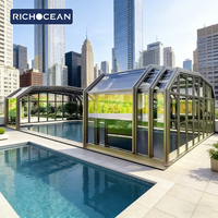 Véranda coulissante automatique préfabriquée en aluminium et verre transparent RICHOCEAN pour extérieur