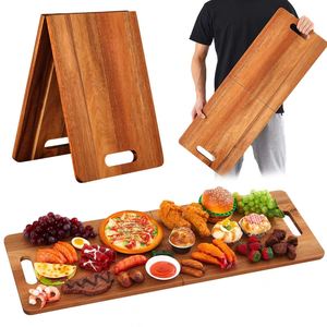 Tabla de cortar de madera de acacia maciza de 24x12 pulgadas, bandeja plegable para servir, para uso doméstico en la cocina - Product Image 1