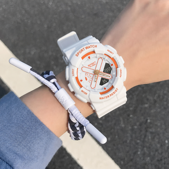 Fashion Electronic Sports Watch Analog Digital Night Light Pointer Chronograph Calendar Alarm Clock 3bar Waterproof Watch Unisex