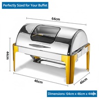 Chauffe-Plat Électrique de Luxe Doré pour Buffet, Ensemble Hôtelier, Plat de Présentation en Acier Inoxydable pour Banquet et Traiteur