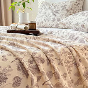 Parure <span class=keywords><strong>de</strong></span> lit en coton et <span class=keywords><strong>lin</strong></span> imprimé à motif végétal, taille Queen, douce, respirante, écologique, fournisseur OEM ODM - Product Image 1