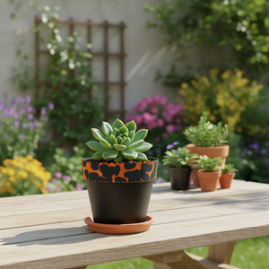 NF Lauren Black Leopard Flower Pot Private Label Hand Painted Decorative <b>Plastic</b> Garden <b>Planter</b> Animal Print Desktop Plant Pot - Product Image 5